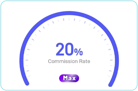 Agent commission meter showing 20% as the maximum level in Vone App